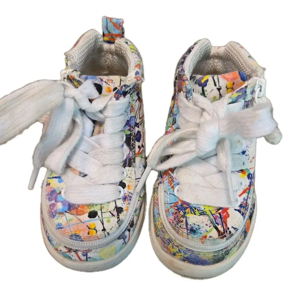 BILLY Toddler Boy Girl 6 High Top Sneakers Paint Splatter Zipper Adaptive Shoes